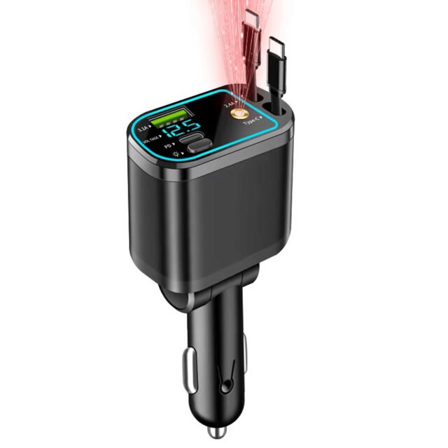 69W 6-in-1 Ambient Star Light Car Charger Kenya with Retractable Cables